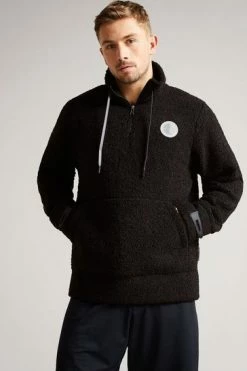 Ted Baker Redmond Black Active Textured Jersey Half Zip Top -TED BAKER Sales Store unnamed file 3812