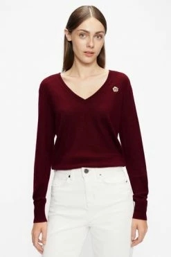 Ted Baker Red Abiygal Merino Edit V-Neck Top -TED BAKER Sales Store unnamed file 3854