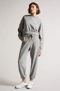 Ted Baker Ttracie Grey Cropped Jersey Sweatshirt -TED BAKER Sales Store unnamed file 3941