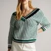 Ted Baker Edora Mid Green V-Neck Stitch Detailed Sweater -TED BAKER Sales Store unnamed file 3942