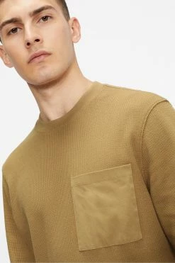 Ted Baker Brown Zaplan Textured Crew Neck Sweat Top -TED BAKER Sales Store unnamed file 3958