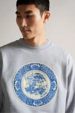 Ted Baker Elbe Grey-Marl Relaxed Fit Graphic Sweatshirt -TED BAKER Sales Store unnamed file 3963