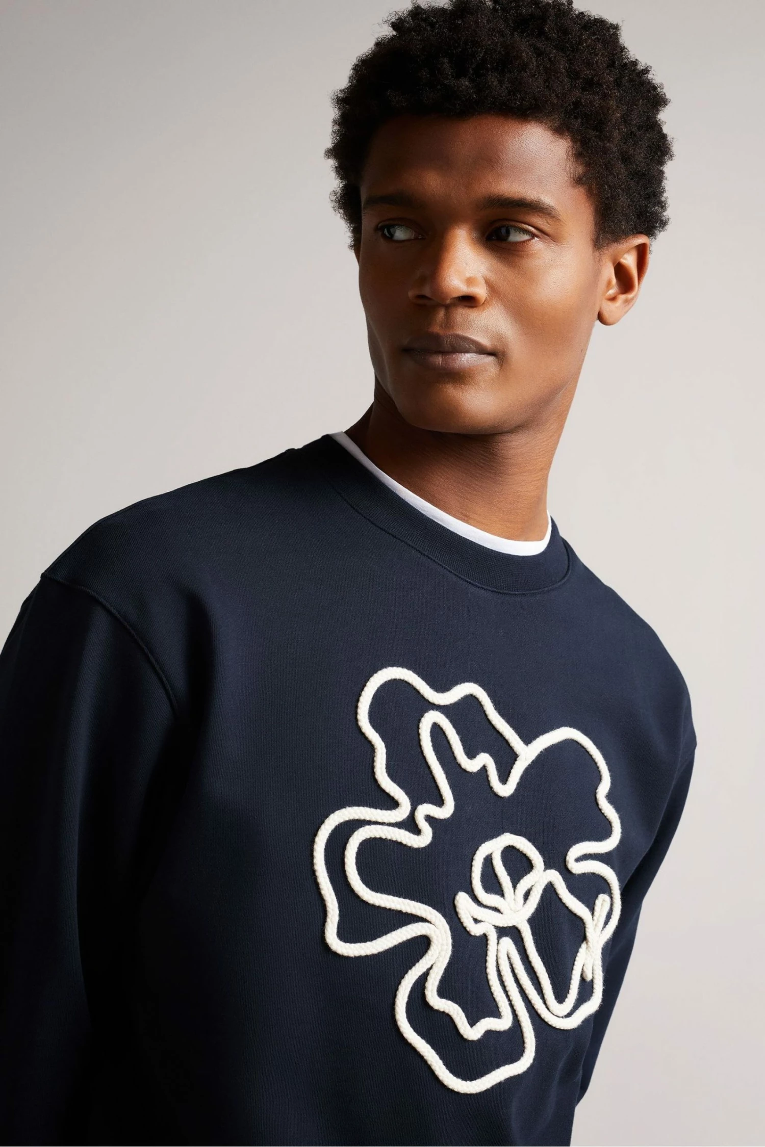 Ted Baker Leswin Navy Blue Relaxed Fit Magnolia Sweatshirt 4 Ted Baker Leswin Navy Blue Relaxed Fit Magnolia Sweatshirt - Image 2