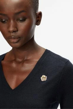 Ted Baker Blue Abiygal Merino Edit V-Neck Sweat Top -TED BAKER Sales Store unnamed file 3986