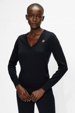 Ted Baker Blue Abiygal Merino Edit V-Neck Sweat Top -TED BAKER Sales Store unnamed file 3988