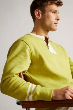Ted Baker Lime Green Cultra Long Sleeve Henley Sweatshirt -TED BAKER Sales Store unnamed file 3998