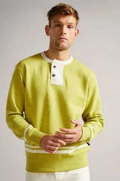 Ted Baker Lime Green Cultra Long Sleeve Henley Sweatshirt -TED BAKER Sales Store unnamed file 4000