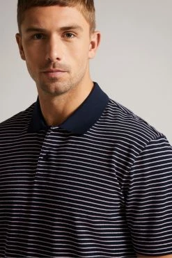 Ted Baker Blue Ravens Short Sleeve Striped Pique Polo Shirt -TED BAKER Sales Store unnamed file 4003