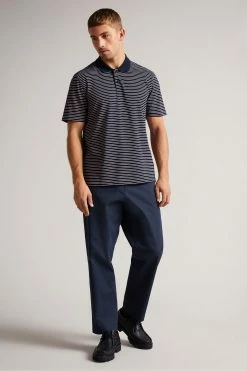 Ted Baker Blue Ravens Short Sleeve Striped Pique Polo Shirt -TED BAKER Sales Store unnamed file 4005