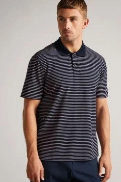 Ted Baker Blue Ravens Short Sleeve Striped Pique Polo Shirt -TED BAKER Sales Store unnamed file 4006