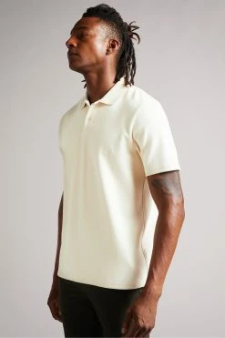 Ted Baker Kelty Natural Short Sleeve Heavy Twill Polo Shirt -TED BAKER Sales Store unnamed file 4021