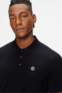 Ted Baker Blue Haworth Short-Sleeve Knitted Polo Shirt -TED BAKER Sales Store unnamed file 4029