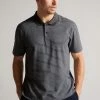 Ted Baker Grey-Marl Ravens Ss Striped Pique Polo Shirt -TED BAKER Sales Store unnamed file 4032