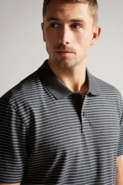 Ted Baker Grey-Marl Ravens Ss Striped Pique Polo Shirt -TED BAKER Sales Store unnamed file 4035