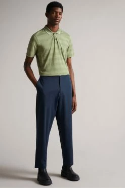 Ted Baker Green Irby Short Sleeve Textured Stripe Polo Shirt -TED BAKER Sales Store unnamed file 4039