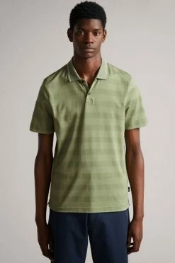 Ted Baker Green Irby Short Sleeve Textured Stripe Polo Shirt -TED BAKER Sales Store unnamed file 4043