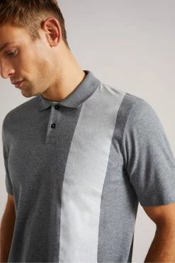 Ted Baker Grey Marl Chiping Short Sleeve 'T' Print Polo Shirt -TED BAKER Sales Store unnamed file 4053