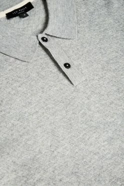 Ted Baker Grey Marl Nixan Knitted Textured Polo Shirt -TED BAKER Sales Store unnamed file 4060