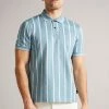 Ted Baker Men's Blue Kimbell Short Sleeve Striped Polo Shirt -TED BAKER Sales Store unnamed file 4070