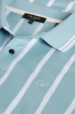 Ted Baker Men's Blue Kimbell Short Sleeve Striped Polo Shirt -TED BAKER Sales Store unnamed file 4074
