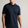 Ted Baker Navy Blue Tildarg Short Sleeve Logo Striped Polo Shirt -TED BAKER Sales Store unnamed file 4082