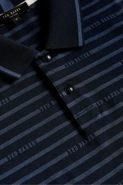 Ted Baker Navy Blue Tildarg Short Sleeve Logo Striped Polo Shirt -TED BAKER Sales Store unnamed file 4086