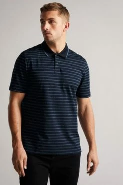 Ted Baker Navy Blue Tildarg Short Sleeve Logo Striped Polo Shirt -TED BAKER Sales Store unnamed file 4087