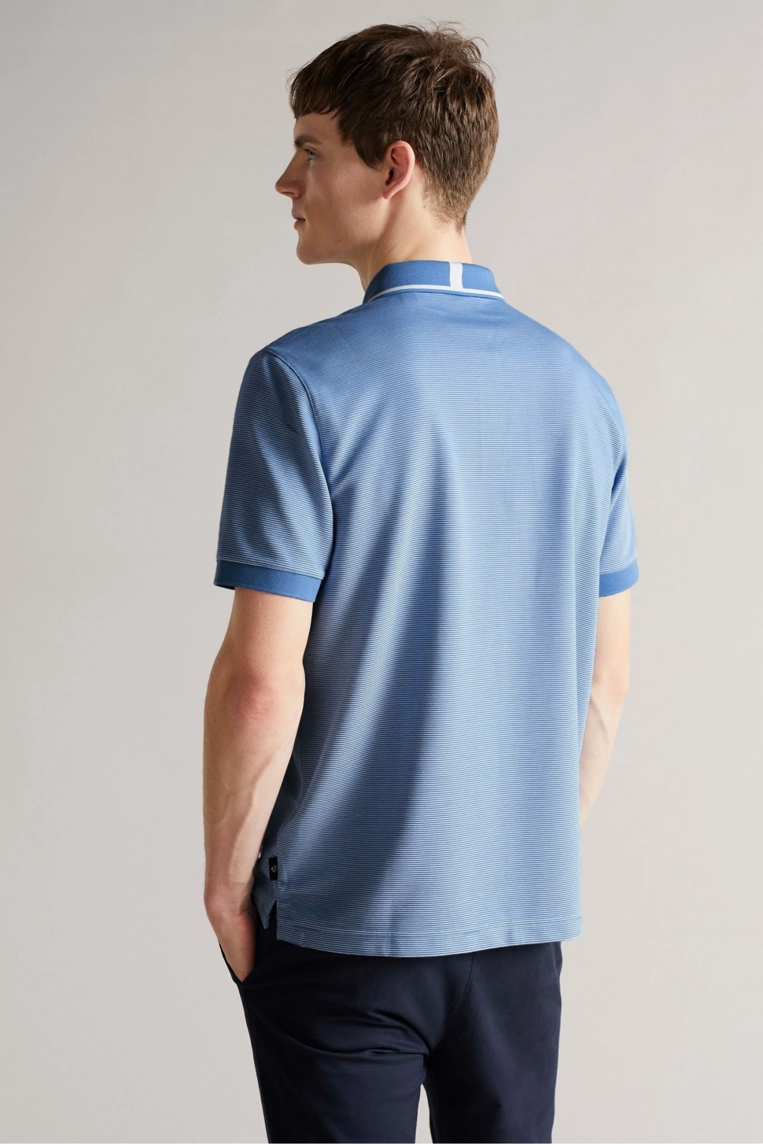 Ted Baker Ellerby Blue Short Sleeve Striped Polo Shirt 4 Ted Baker Ellerby Blue Short Sleeve Striped Polo Shirt - Image 2