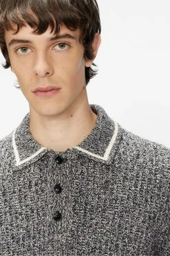 Ted Baker Blue Tames Long Sleeve Mouline Polo Shirt -TED BAKER Sales Store unnamed file 4104