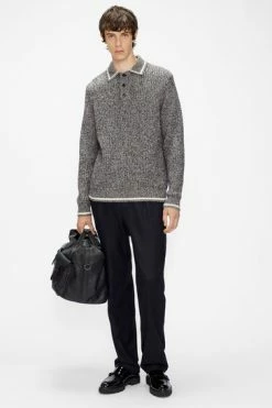 Ted Baker Blue Tames Long Sleeve Mouline Polo Shirt -TED BAKER Sales Store unnamed file 4107