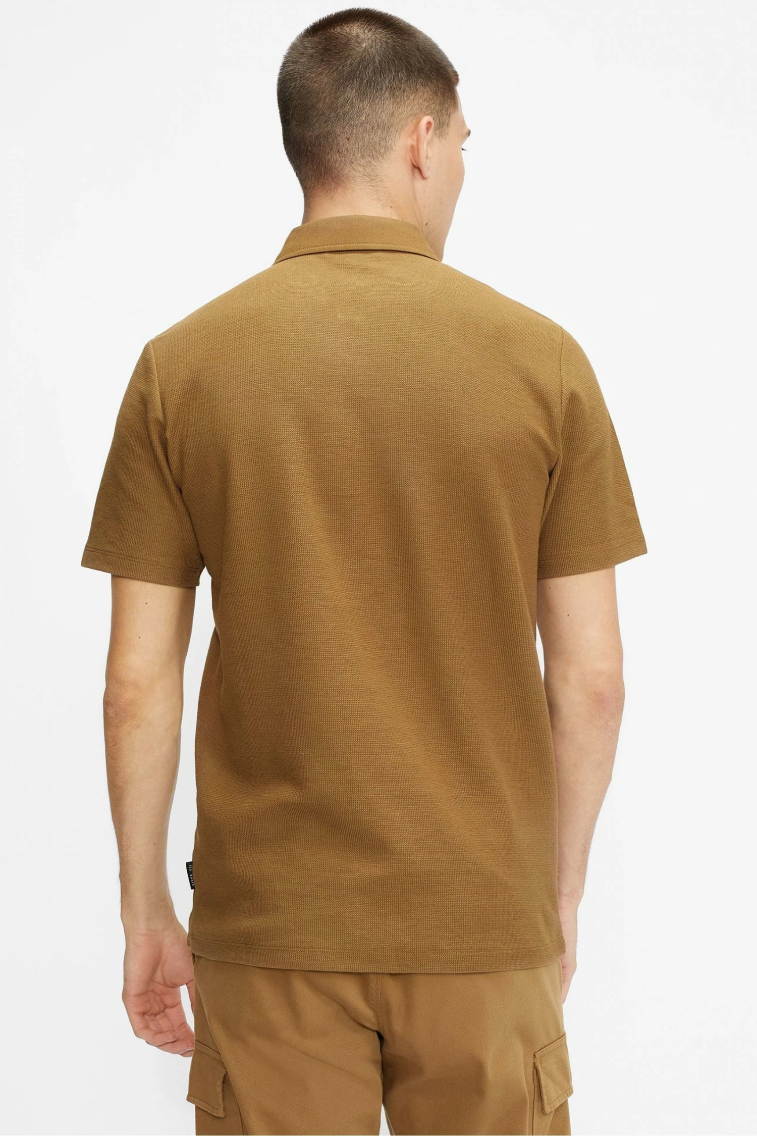 Ted Baker Brown Strict Short Sleeve Waffle Textured Polo Shirt 4 Ted Baker Brown Strict Short Sleeve Waffle Textured Polo Shirt - Image 2