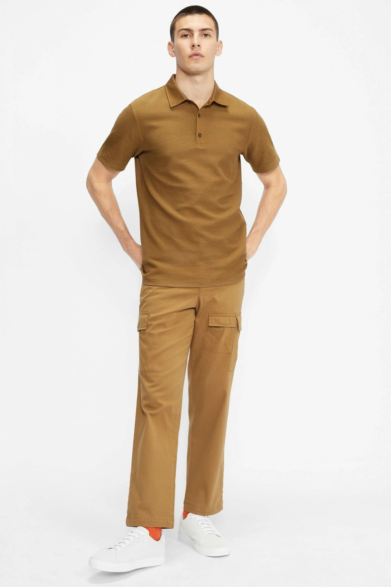 Ted Baker Brown Strict Short Sleeve Waffle Textured Polo Shirt 5 Ted Baker Brown Strict Short Sleeve Waffle Textured Polo Shirt - Image 3