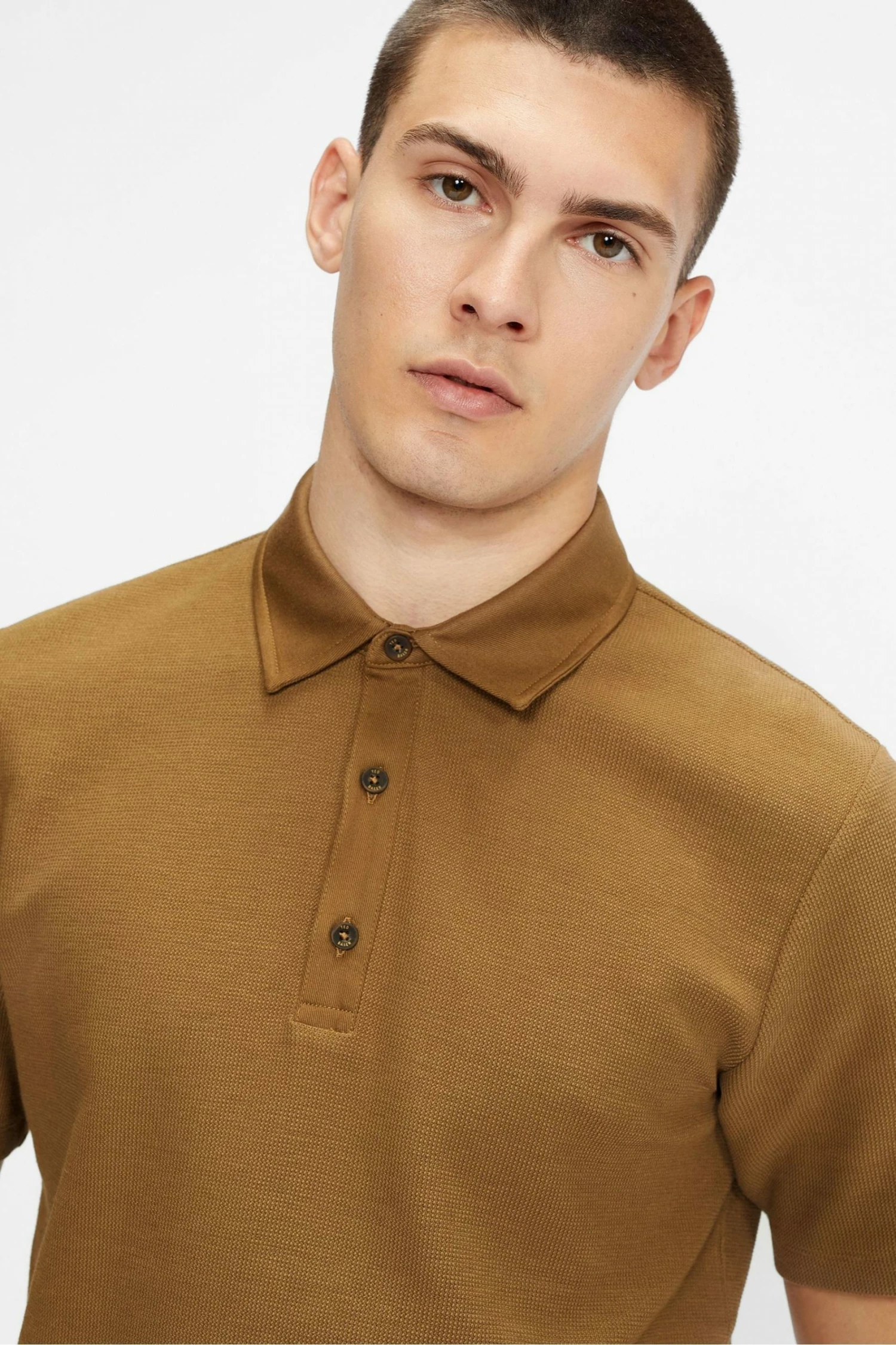 Ted Baker Brown Strict Short Sleeve Waffle Textured Polo Shirt 7 Ted Baker Brown Strict Short Sleeve Waffle Textured Polo Shirt - Image 5