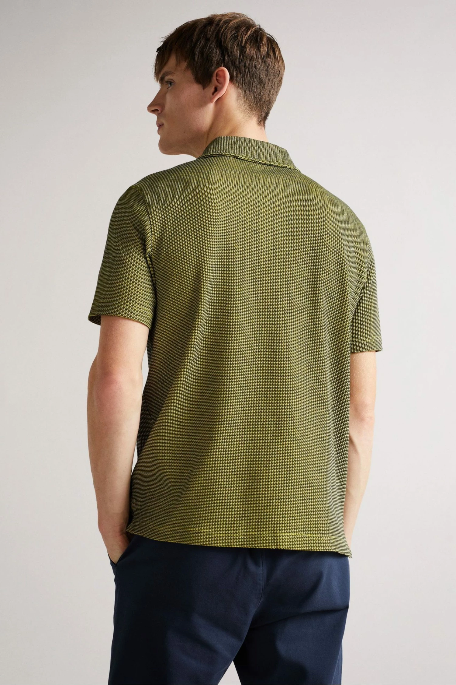 Ted Baker Green Backley Short Sleeve Textured Zip Polo Shirt 4 Ted Baker Green Backley Short Sleeve Textured Zip Polo Shirt - Image 2