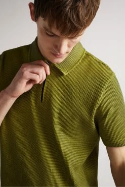 Ted Baker Green Backley Short Sleeve Textured Zip Polo Shirt 13 Ted Baker Green Backley Short Sleeve Textured Zip Polo Shirt -TED BAKER Sales Store unnamed file 4129