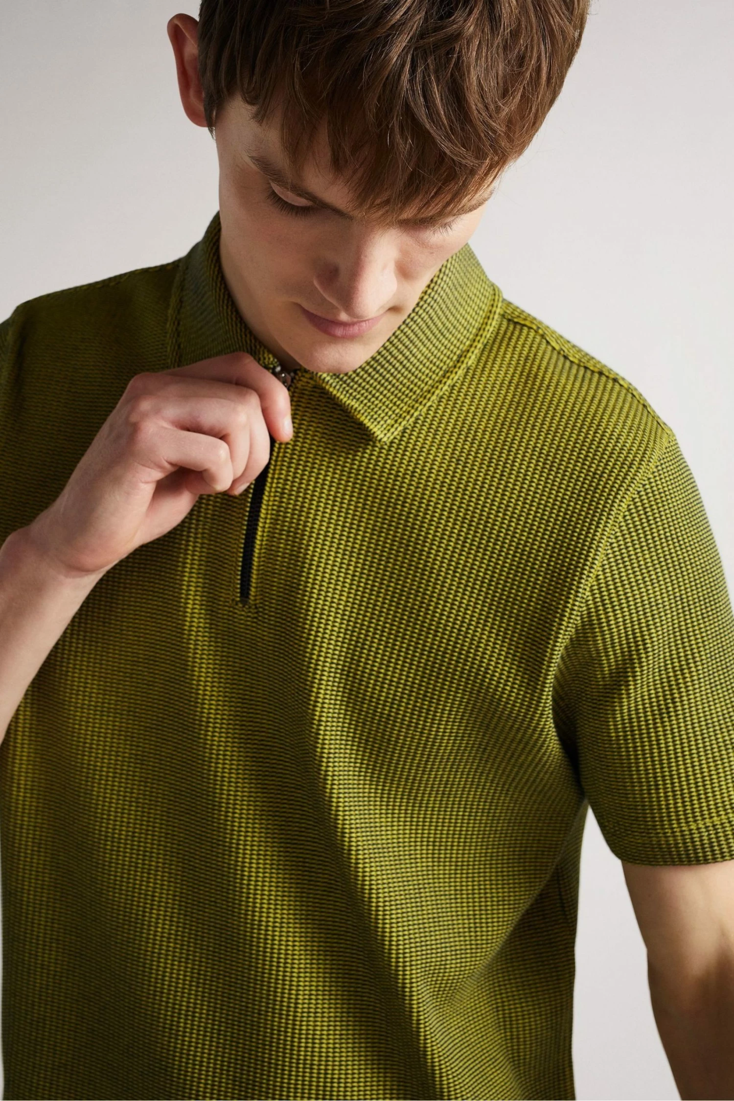 Ted Baker Green Backley Short Sleeve Textured Zip Polo Shirt 6 Ted Baker Green Backley Short Sleeve Textured Zip Polo Shirt - Image 4