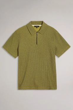 Ted Baker Green Backley Short Sleeve Textured Zip Polo Shirt 14 Ted Baker Green Backley Short Sleeve Textured Zip Polo Shirt -TED BAKER Sales Store unnamed file 4130