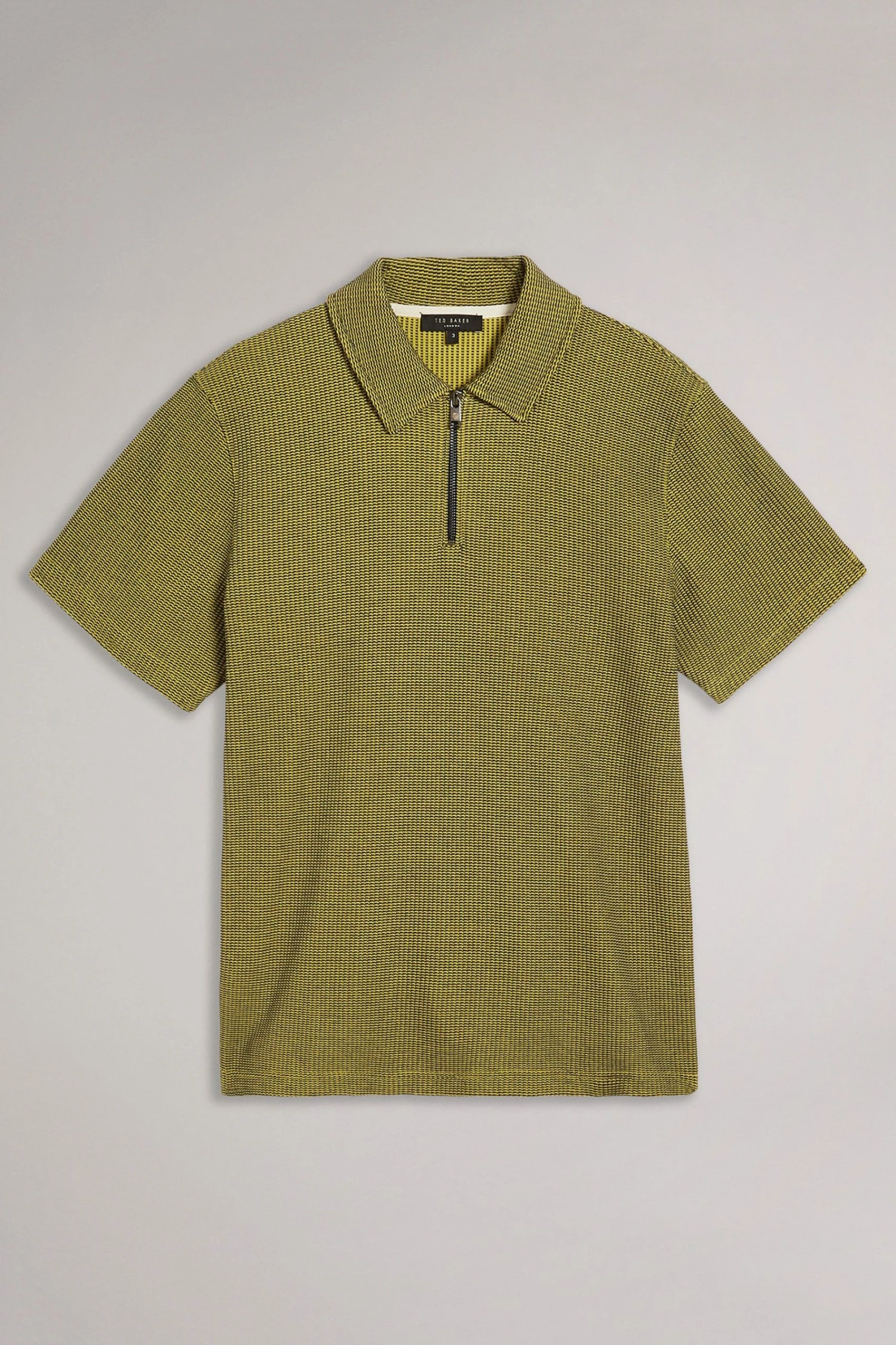 Ted Baker Green Backley Short Sleeve Textured Zip Polo Shirt 7 Ted Baker Green Backley Short Sleeve Textured Zip Polo Shirt - Image 5