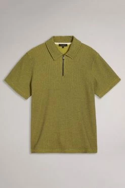 Ted Baker Green Backley Short Sleeve Textured Zip Polo Shirt 17 Ted Baker Green Backley Short Sleeve Textured Zip Polo Shirt -TED BAKER Sales Store unnamed file 4133