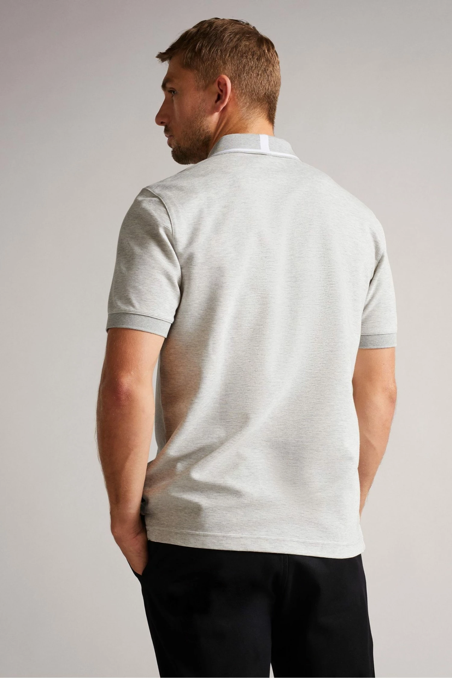 Ted Baker Ellerby Grey Marl Short Sleeve Striped Polo Shirt 4 Ted Baker Ellerby Grey Marl Short Sleeve Striped Polo Shirt - Image 2