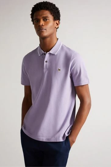 Ted Baker Camdn Light Purple Short Sleeved Polo Shirt 8 Ted Baker Camdn Light Purple Short Sleeved Polo Shirt - Image 6