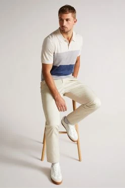 Ted Baker Cove Ecru White Multi Striped Merino Polo Shirt -TED BAKER Sales Store unnamed file 4162