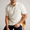 Ted Baker Tyssen Ecru Cream Short Sleeve Flower Jacquard Polo Shirt -TED BAKER Sales Store unnamed file 4164