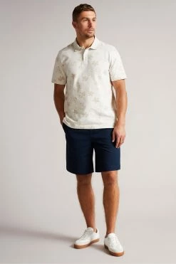 Ted Baker Tyssen Ecru Cream Short Sleeve Flower Jacquard Polo Shirt -TED BAKER Sales Store unnamed file 4167