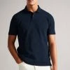 Ted Baker Tyssen Navy Blue Short Sleeve Flower Jacquard Polo Shirt -TED BAKER Sales Store unnamed file 4176