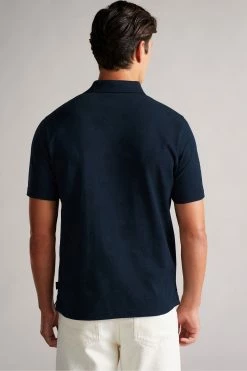 Ted Baker Tyssen Navy Blue Short Sleeve Flower Jacquard Polo Shirt -TED BAKER Sales Store unnamed file 4177