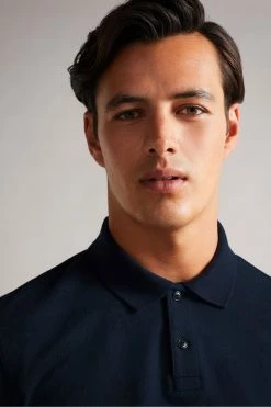 Ted Baker Tyssen Navy Blue Short Sleeve Flower Jacquard Polo Shirt -TED BAKER Sales Store unnamed file 4178