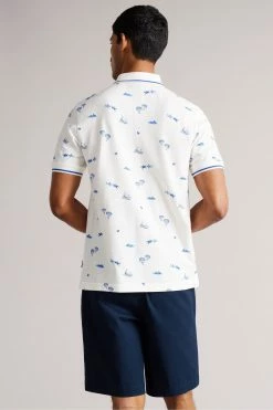 Ted Baker Narford White Printed Polo Shirt -TED BAKER Sales Store unnamed file 4208