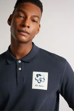 Ted Baker Navy Blue Daley Ribbed Polo Shirt -TED BAKER Sales Store unnamed file 4249