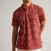 Ted Baker Colves Orange Short Sleeve Printed Polo Shirt -TED BAKER Sales Store unnamed file 4268